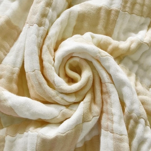 Organic Cotton Checkered Queen Blanket Coverlet Adult Size Tan Check 2 Side NEW - Picture 12 of 15